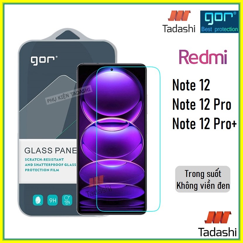 Gor Xiaomi Redmi Note 12/ Redmi Note 12 Pro 4G/ Note 12 Pro 5g/Note 12S/note 12R 5G, Redmi Note 12 Pro +, note 12 pro speed \ t note 12 turbo transparent no black 9H/2.5D bevelled-authentic Gor