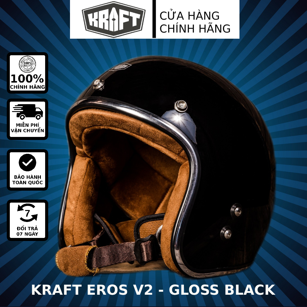 Mũ bảo hiểm KRAFT EROS V2 - Màu đen