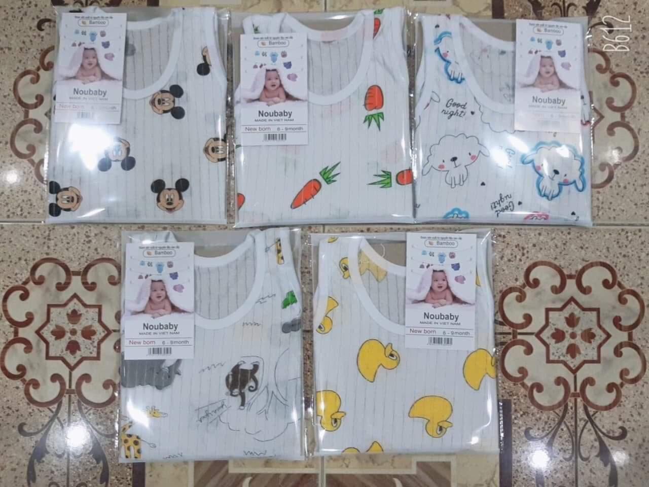 Combo 5 bộ sát nách cotton giấy thông hơi ( TẶNG VÒNG DÂU TẰM CHO BÉ )
