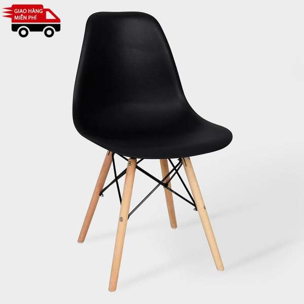 Kachi – COMBO 4 Ghế nhựa Eames chân gỗ FP-235 (E1) (màu đen)