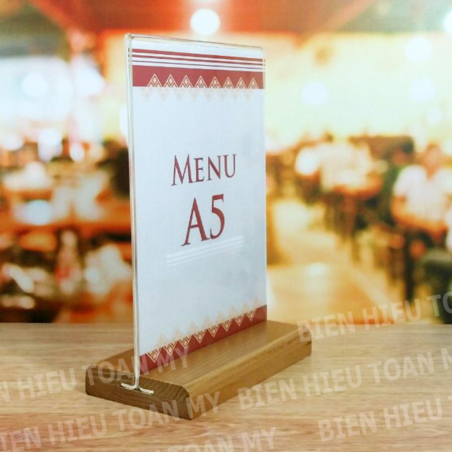 Kệ Menu A5 - standee A5 đê bàn đế gỗ