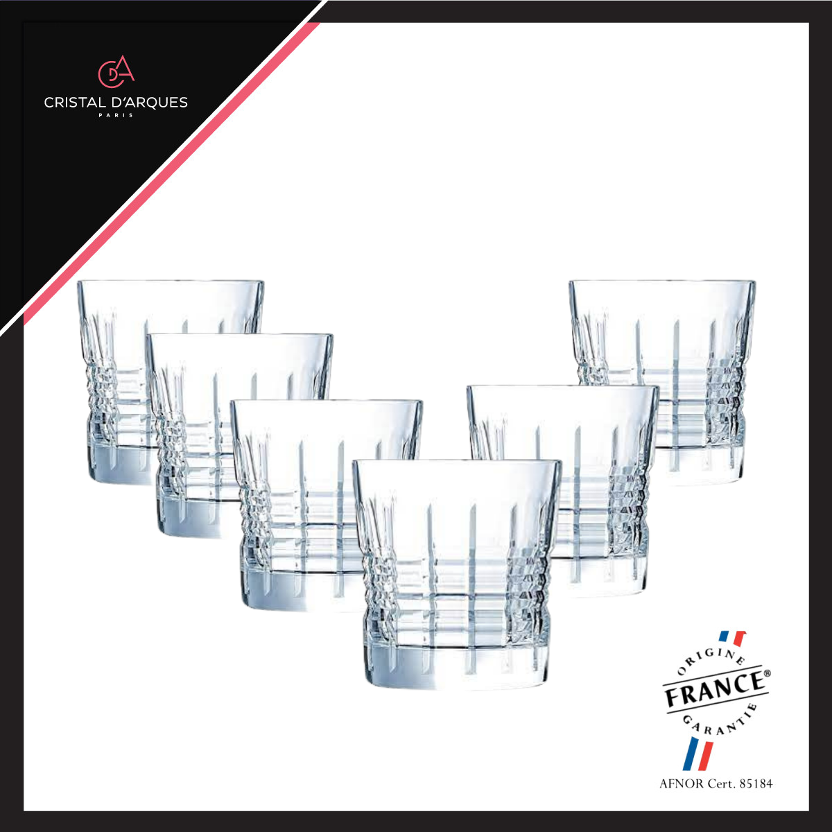 Bộ 6 Ly Thấp Pha Lê Cristal D'arques Rendez-Vous 320ml - CRREQ4354