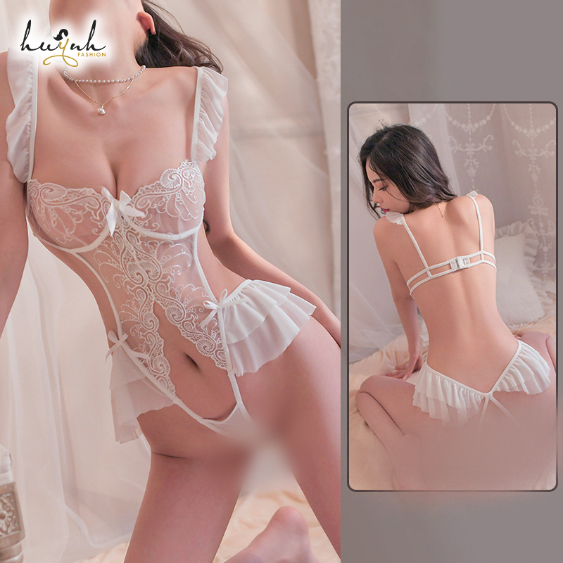 Bodysuit Ren Phối Voan Khoét Eo Sexy - B50