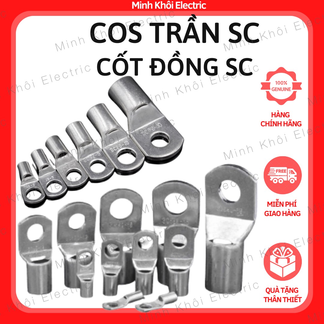 Cos trần SC combo 20c,cốt đồng mạ kẽm chống oxi hoá, cos dây điện, cosse
