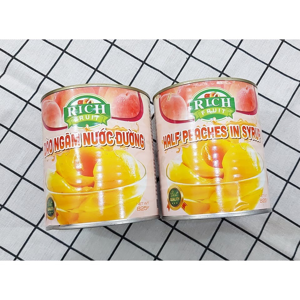 Đào Ngâm Nước Đường RICH FRUIT Lon 825g