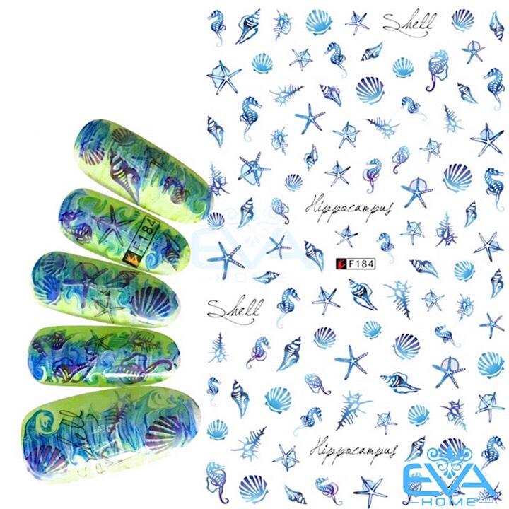 [HCM]Miếng Dán Móng Tay 3D Nail Sticker Tráng Trí Hoạ Tiết Sinh Vật Biển Sea Animal F184
