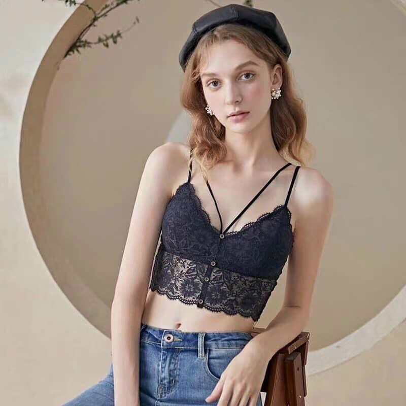Áo lót bra phối ren dây đôi đan chéo💖 freeship 💖áo bra phong cách điệu đà cho phái đẹp hot 2021