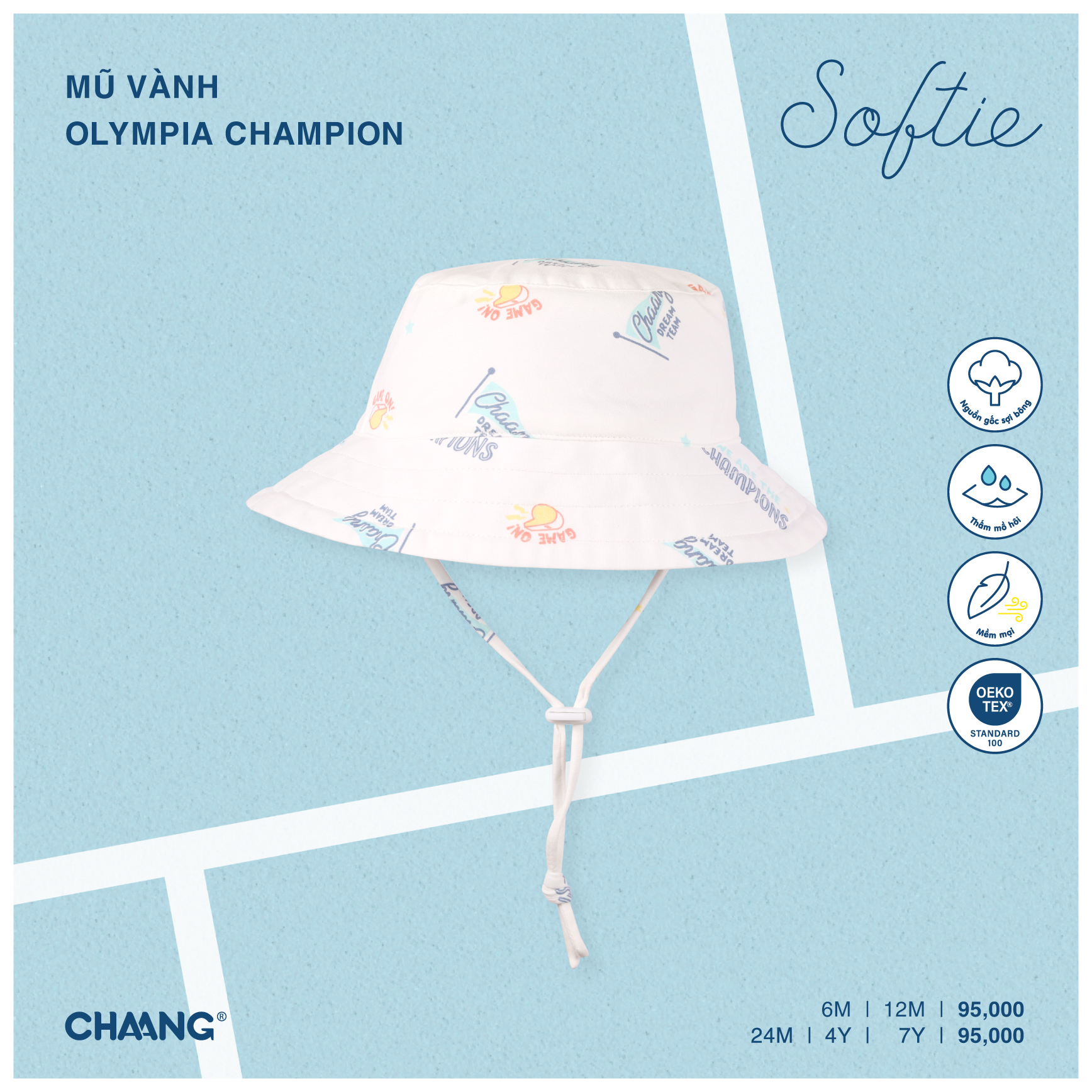 [CHAANG] Mũ vành dây rút bé trai Olympia Chaang