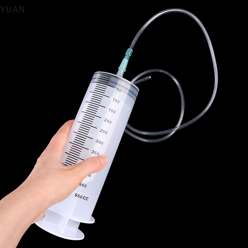 YUAN 500ml CC ống tiêm phun rõ ràng nhựa lớn dùng một lần ống tiêm với ống vòi