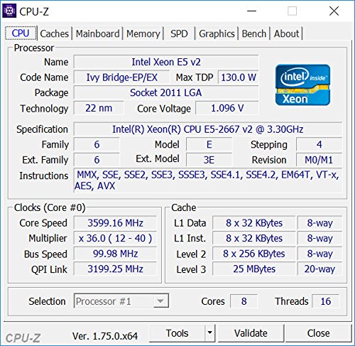 CPU INTEL XEON E5 2667V2 (8C/16T, 25M CACHE, 3.3GHZ TURBO 4.0GHZ) SOCKET 2011. Bảo hành 12T