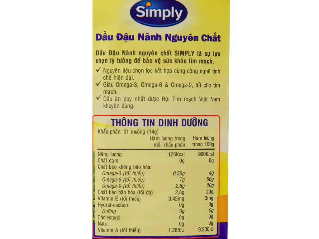 [Siêu thị WinMart] - Dầu đậu nành Simply chai 2 lít