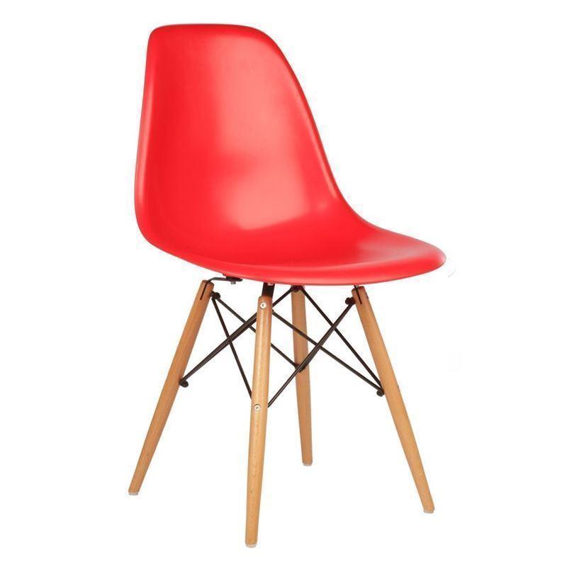 Kachi – COMBO 4 Ghế nhựa Eames chân gỗ FP-235 (E1) (màu đỏ)