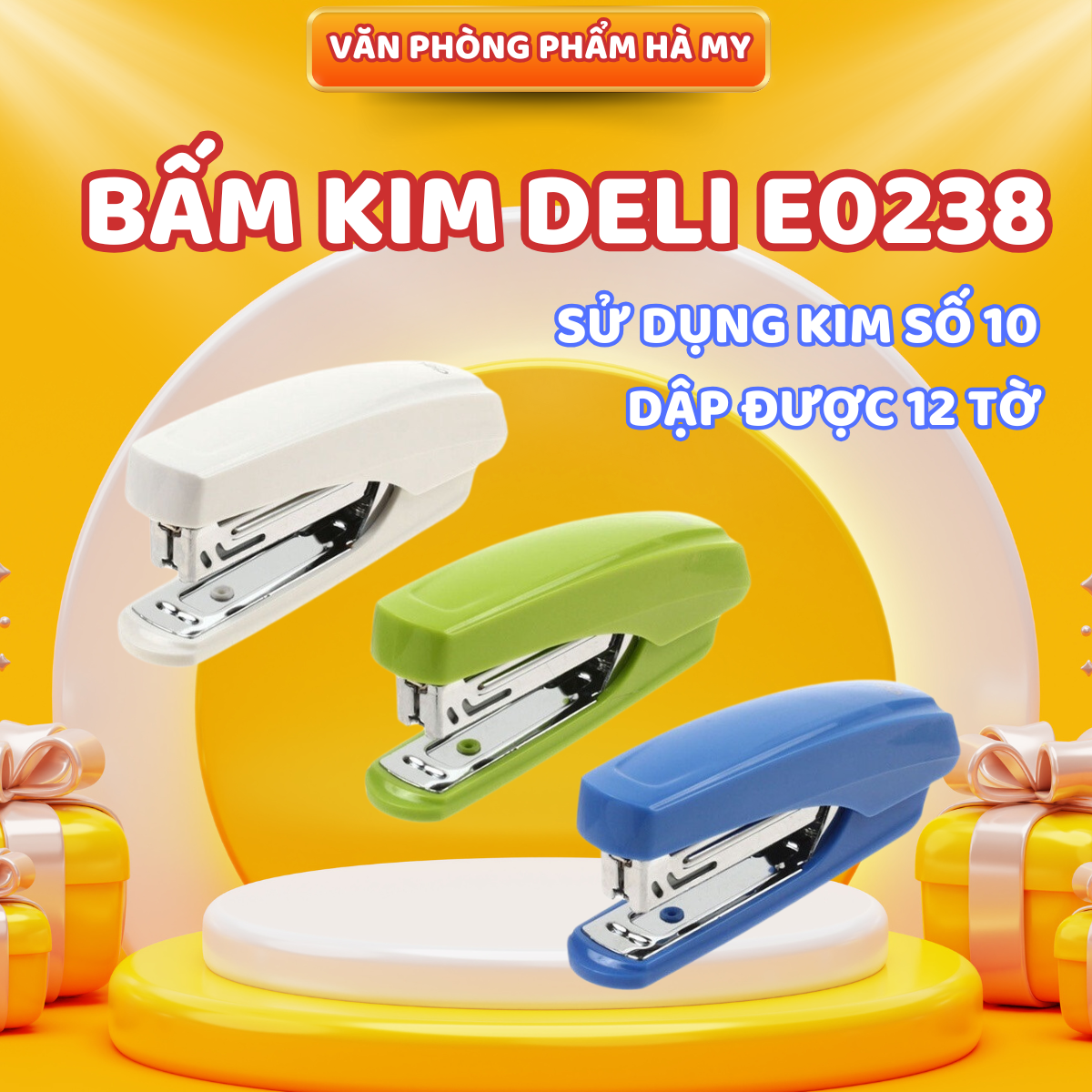 Dập Ghim Số 10 Deli - E0238 Khả Năng Bấm Được 12 Tờ