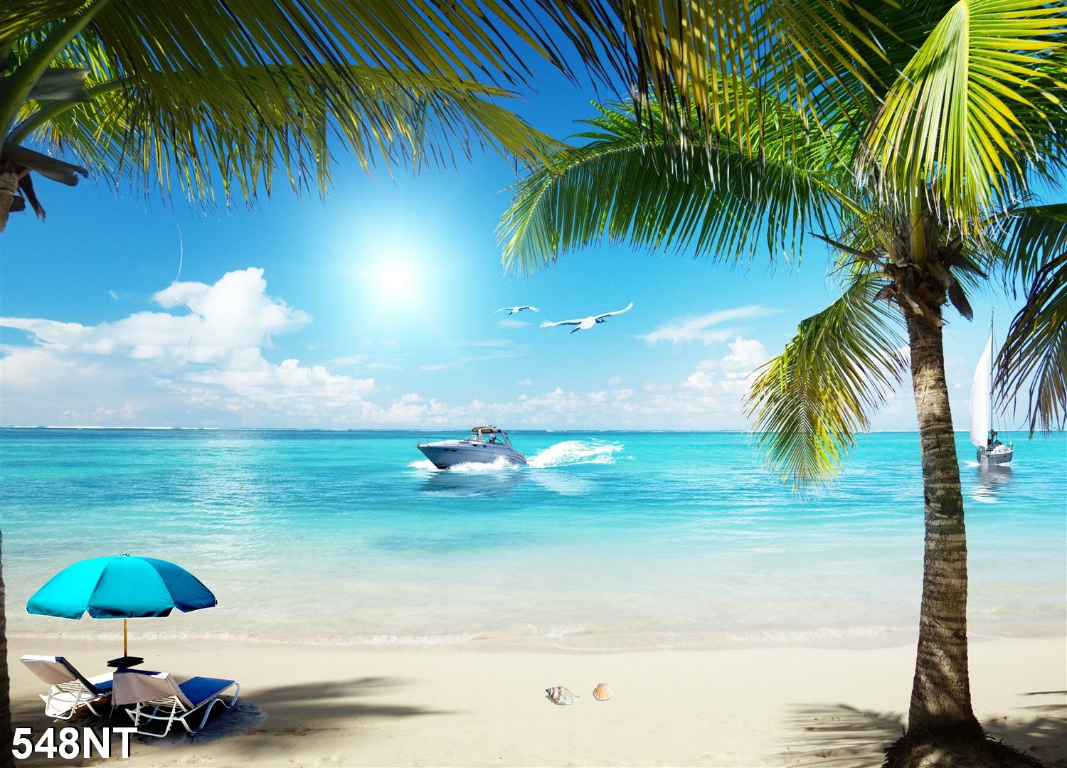 TRANH DÁN TƯỜNG 3D PHONG CẢNH BIỂN ĐẸP 548NT - TRANH DÁN TƯỜNG BÃI BIỂN BỜ CÁT