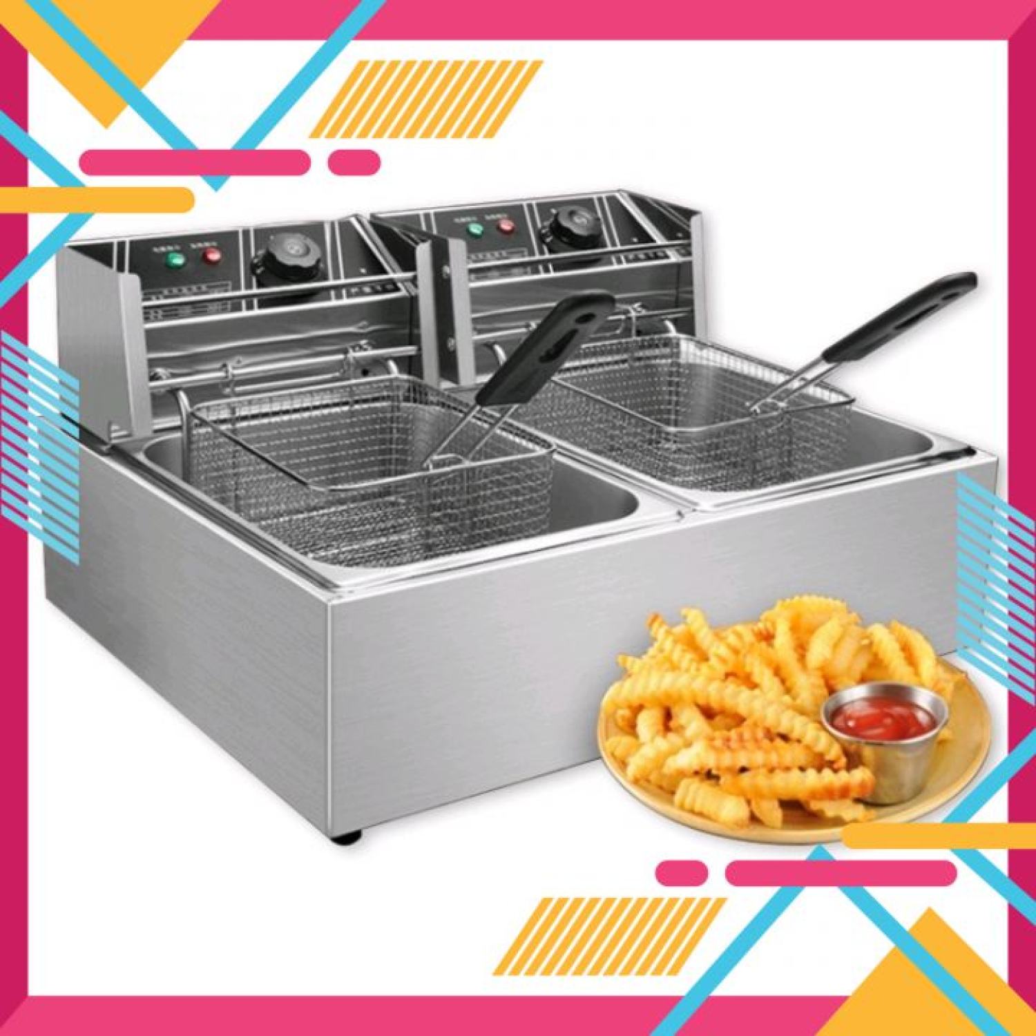 BẾP CHIÊN NHÚNG ĐIỆN ĐÔI 2 TANKS 8L