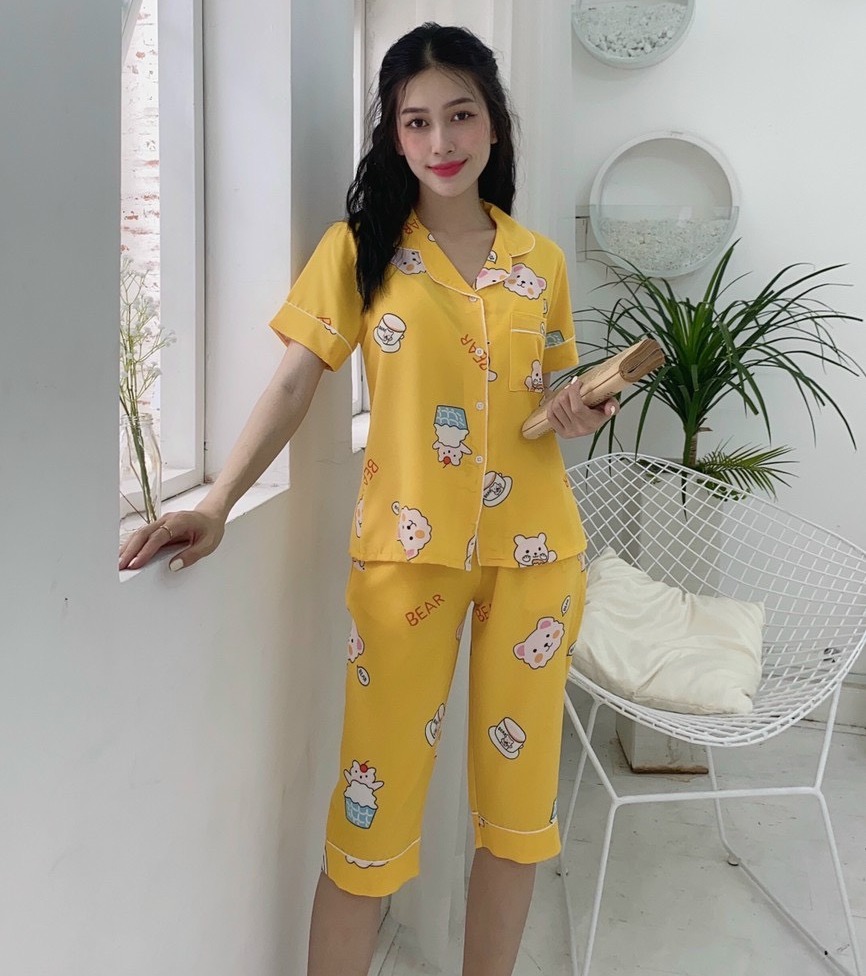BỘ PIJAMA SIZE M - L - XL ( 38KG - 63KG ) LỤA THÁI LỬNG , QUẦN CÓ TÚI SÂU