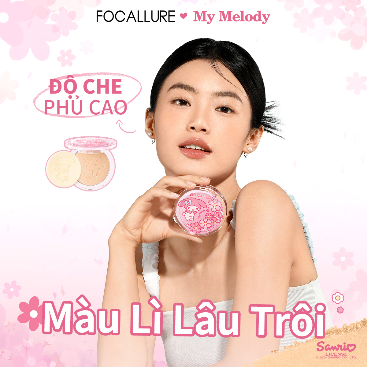 [Focallure x Sanrio] Phấn Phủ Mờ Độ Che Phủ Cao