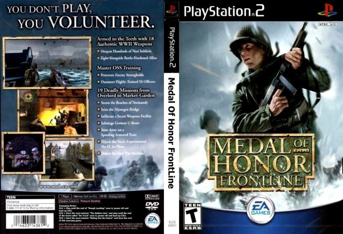 Đĩa game PS2, Medal of Honor: Frontline. (bắn súng góc nhìn thứ nhất) cho PS2