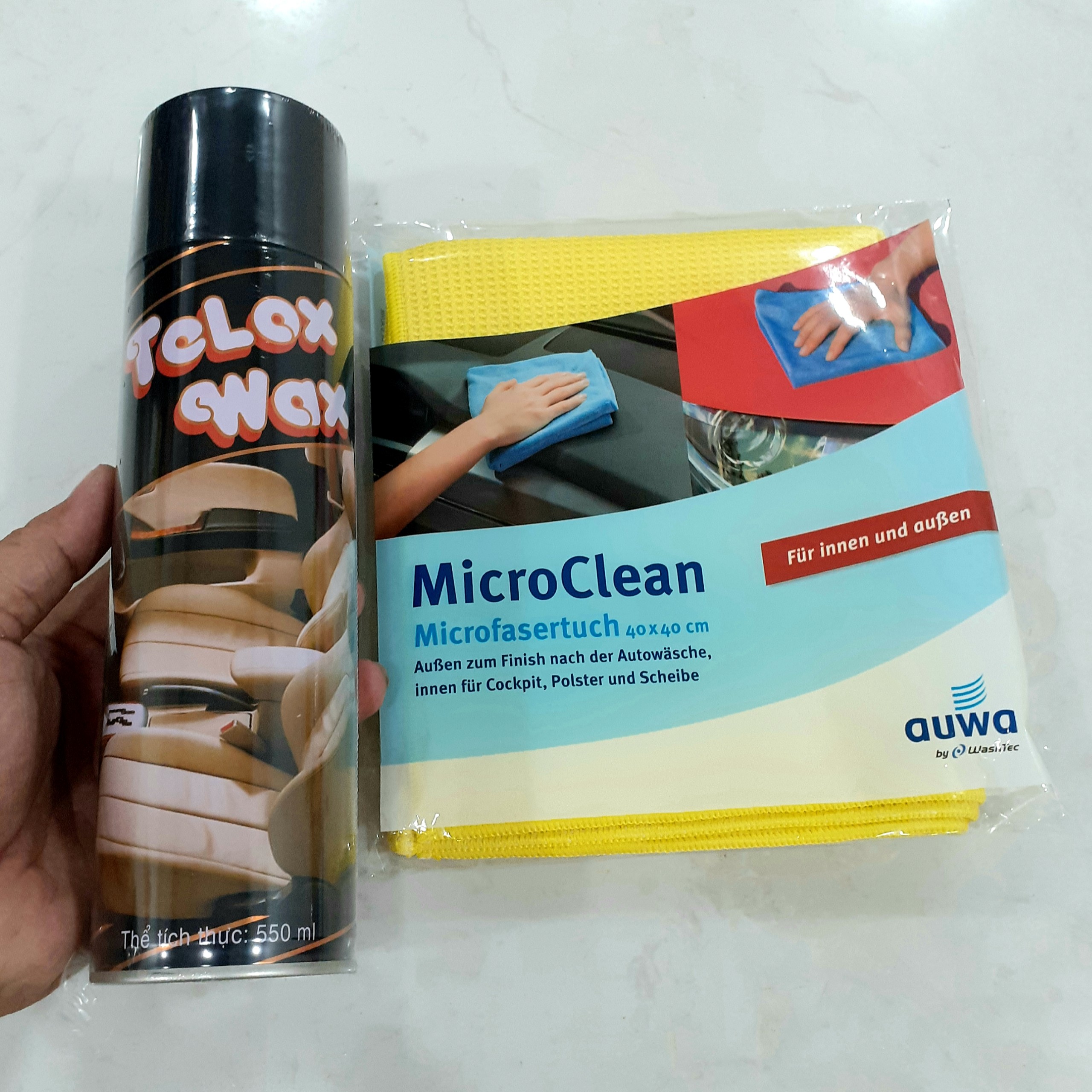 [HCM][COMBO BÓNG DA GỖ] TELOX WAX 550ML + KHĂN 3D AUWA ĐA NĂNG
