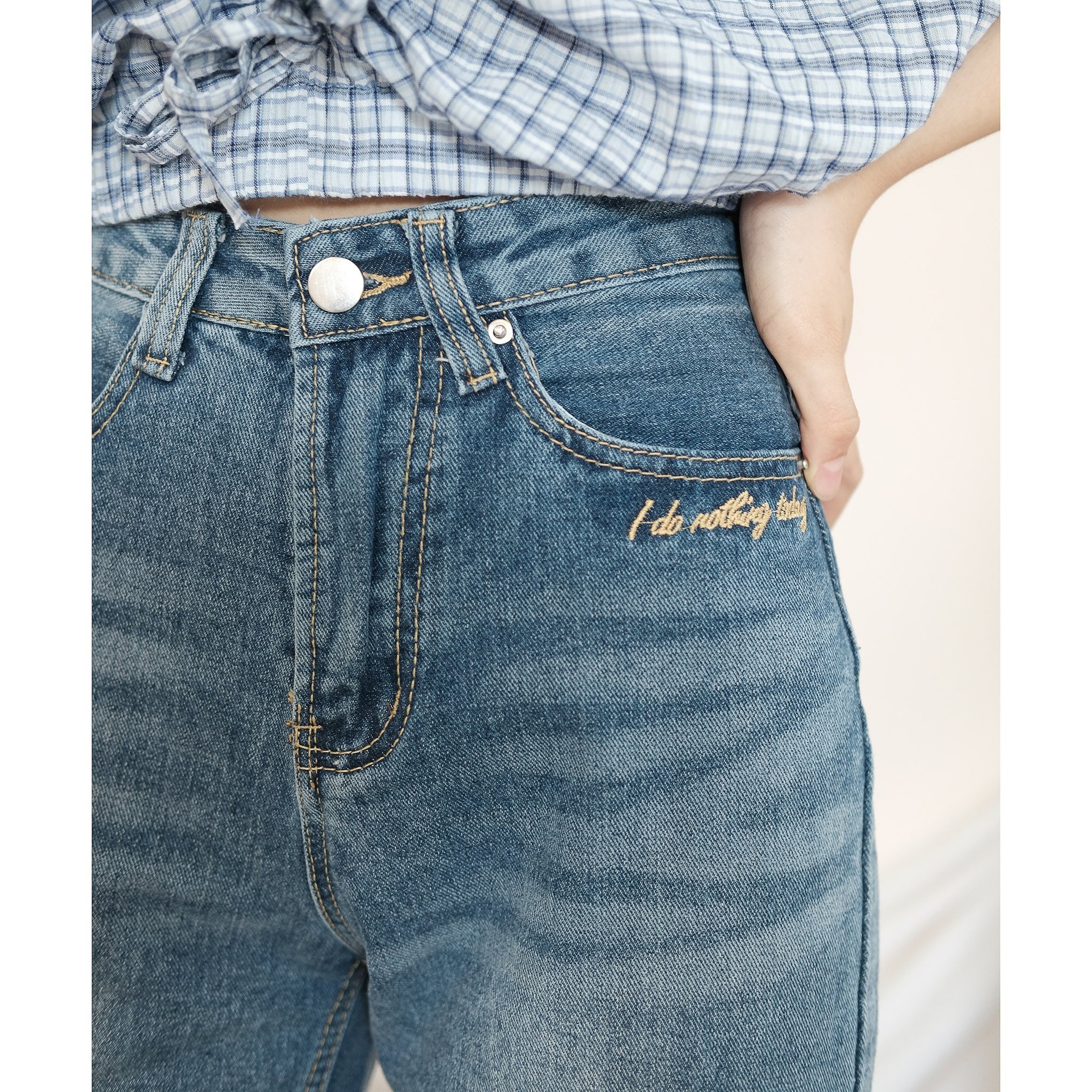 LIGAM - QUẦN JEANS ỐNG ĐỨNG THÊU TÚI