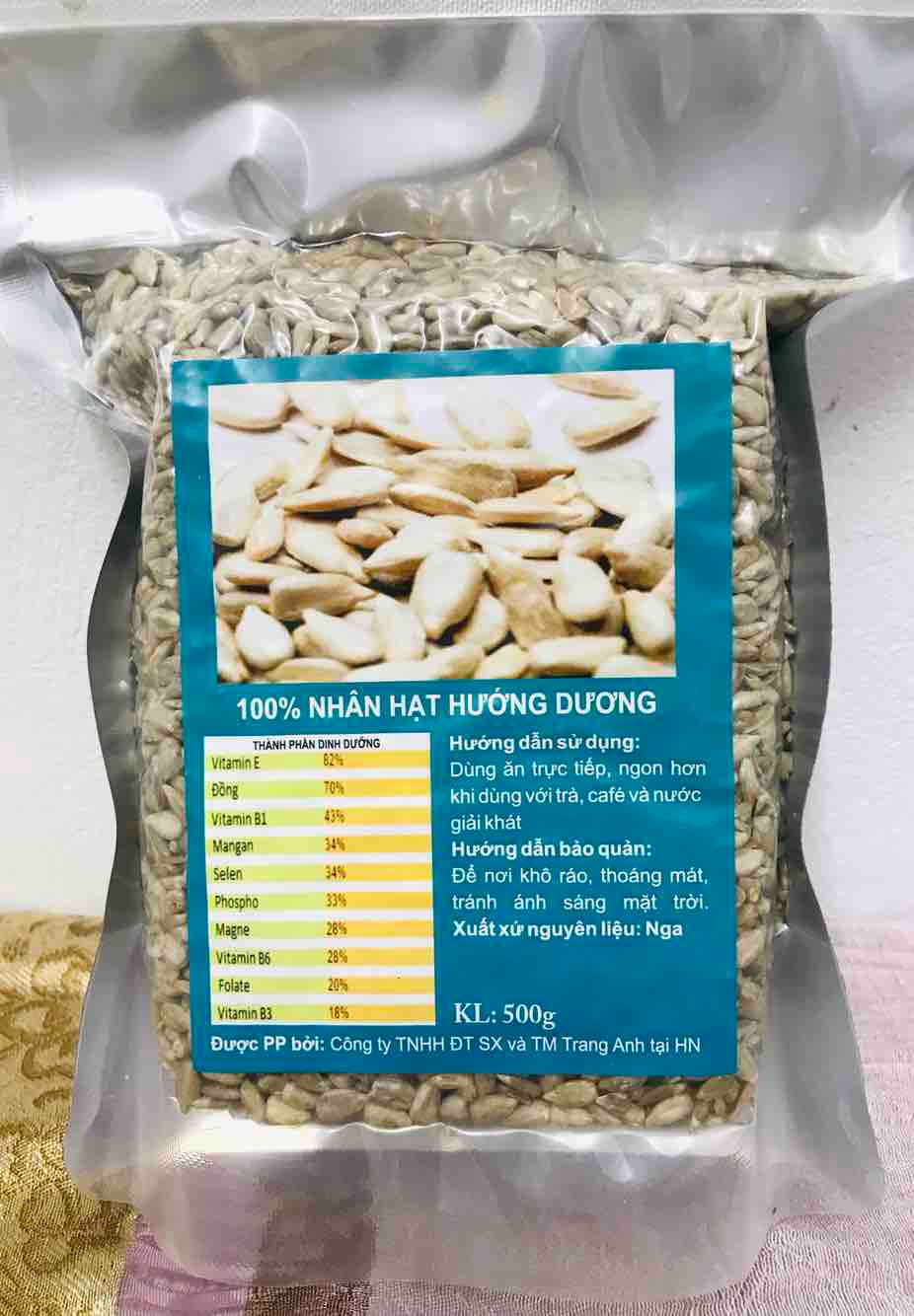 Hạt Hướng Dương Sống Tách Vỏ - Nhân hạt hướng dương thơm ngon - 500gr