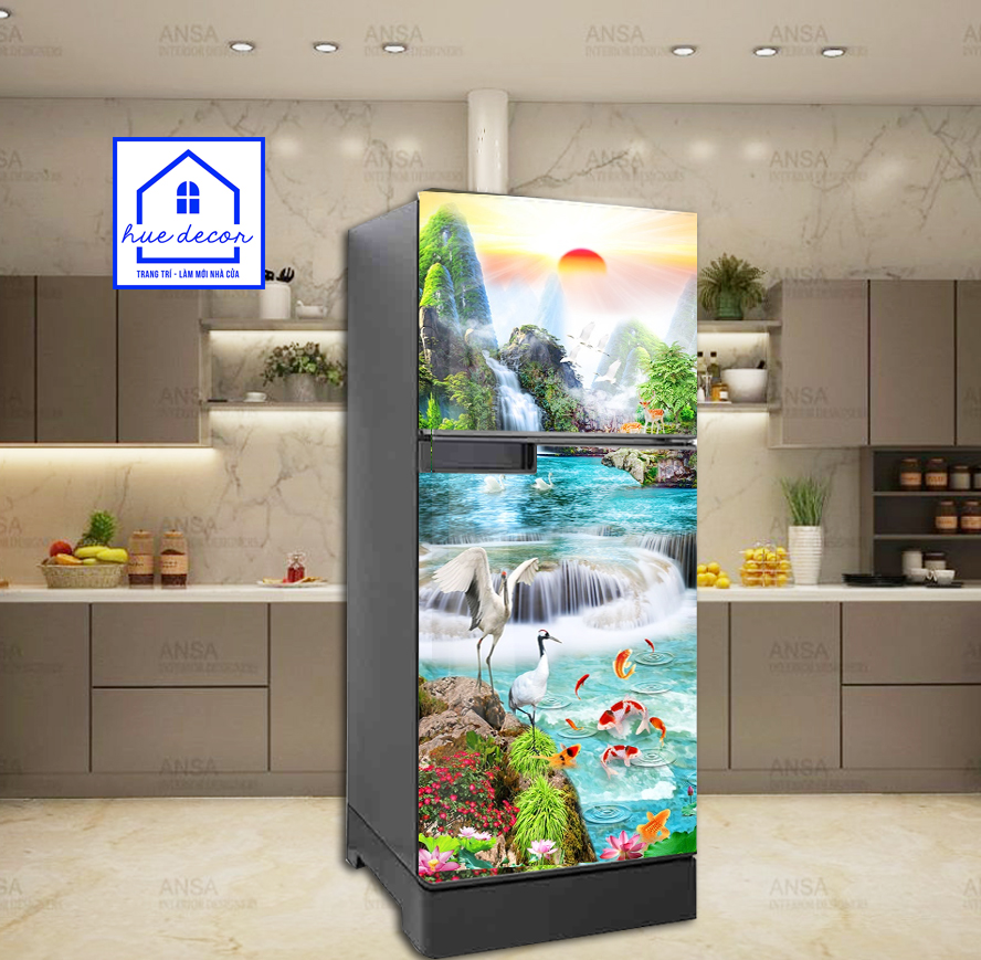 Tranh dán decal tủ lạnh phong cảnh hữu tình