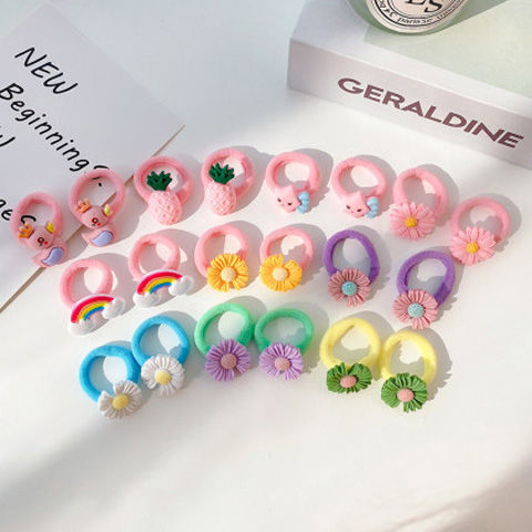 Xả kho set 10 dây buộc tóc hoa quả hình thú cho bé