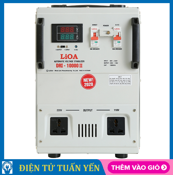 Ổn áp 1 pha lioa dri-10000ii 10kva ổn định dòng điện, 100% dây lõi đồng nguyên chất - hàng chính hãng