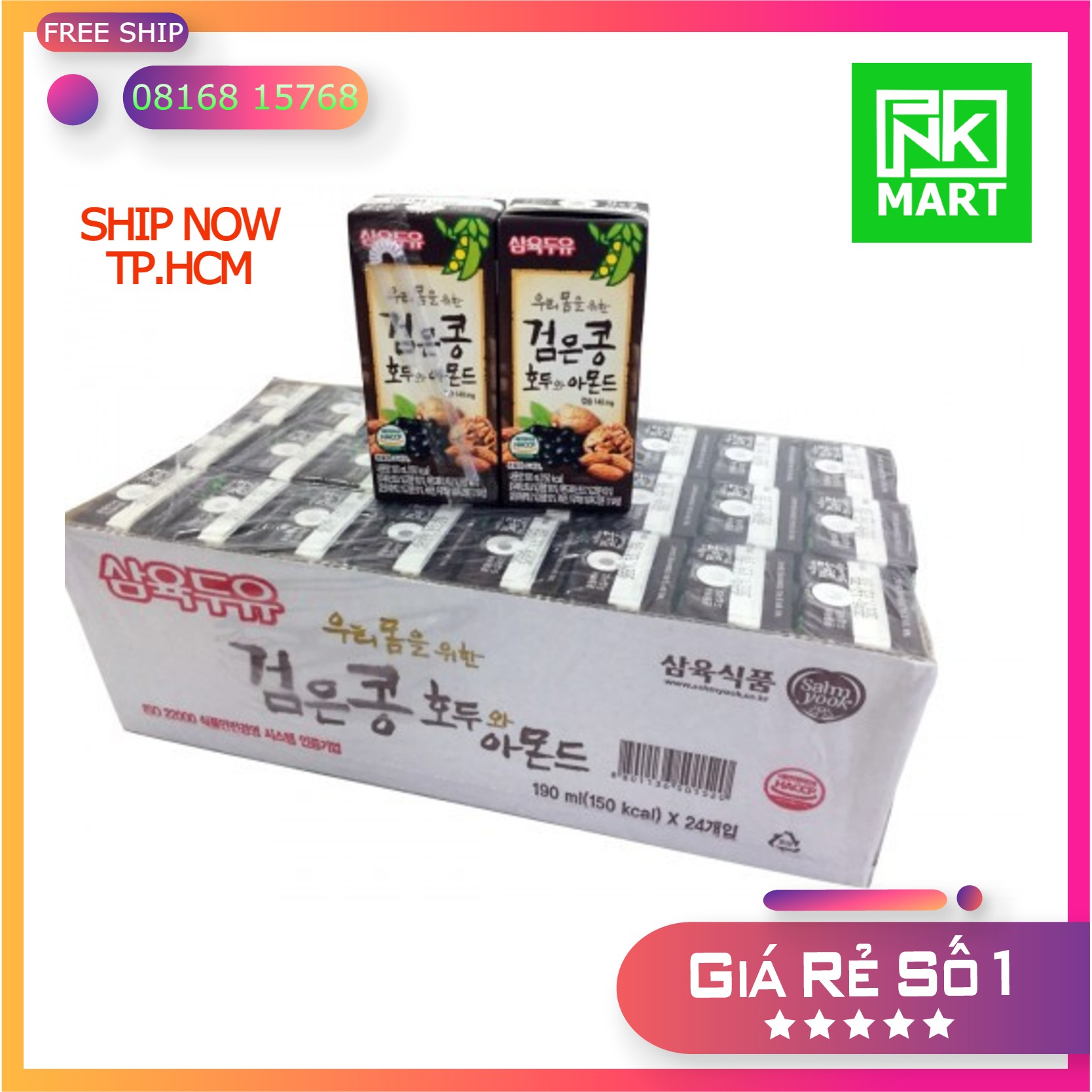 [Date:04.2022] Thùng Sữa Hạt sữa óc chó hạnh nhân đậu đen 190ml (thùng 24 hộp)