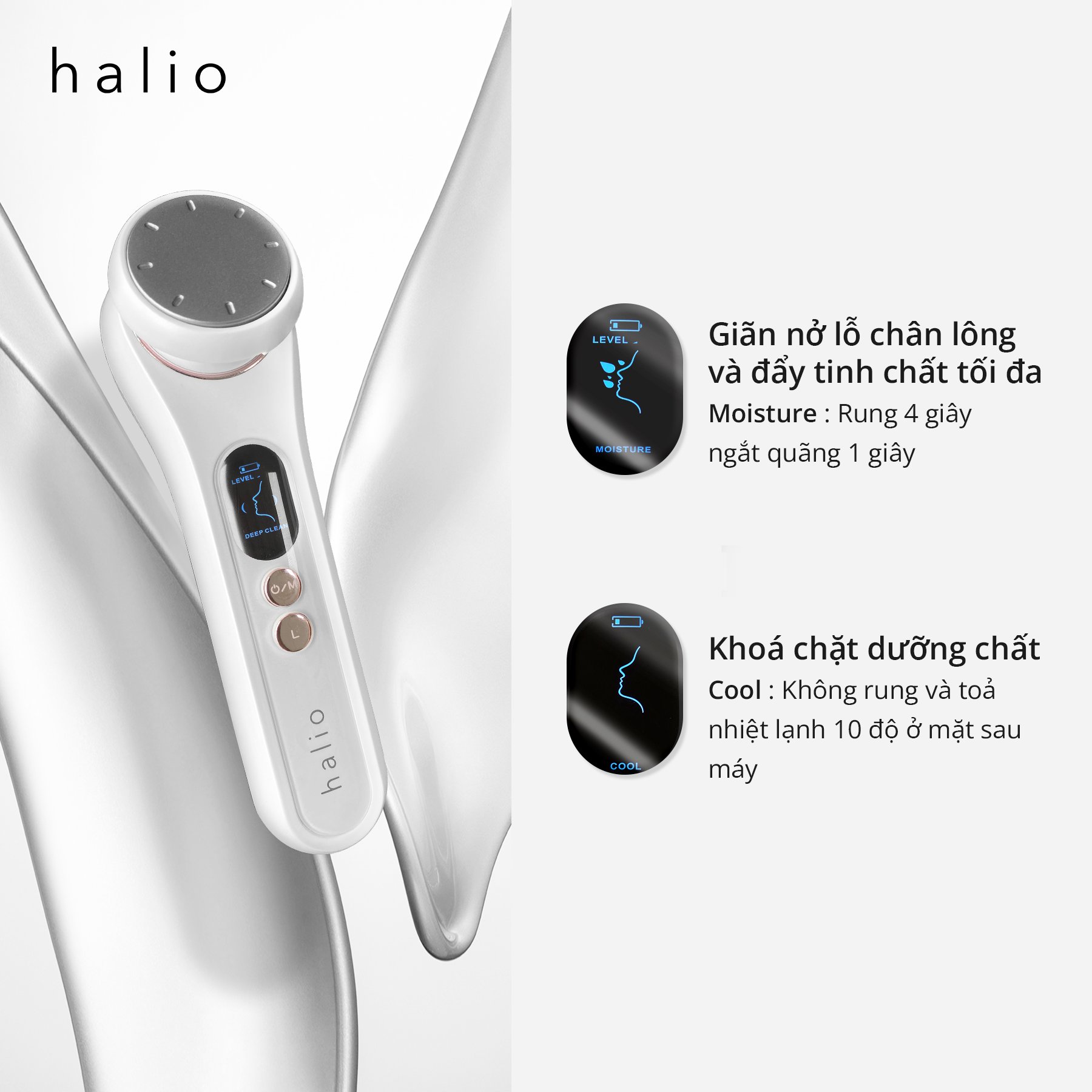 Halio Beauty Box - Tóc Khoẻ, Da Đẹp (Combo Máy Sấy Tóc Và Máy Đẩy Tinh Chất Nóng Lạnh)