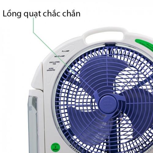 Quạt sạc kiêm đèn sạc 2 bình Kentom KT9200 (Trắng)