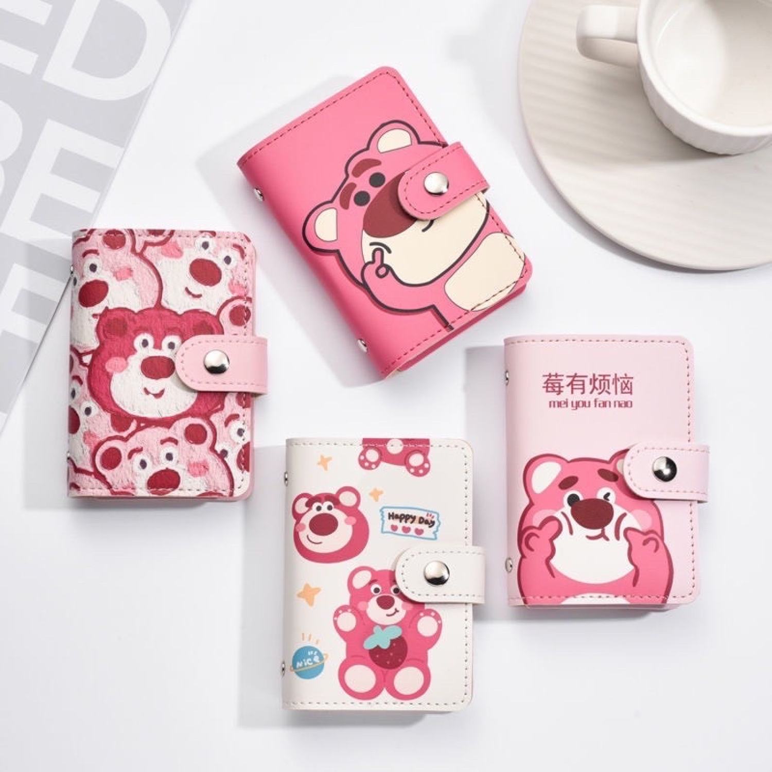 Ndh0397 ví đựng thẻ nhiều ngăn cỡ lớn họa tiết gấᴜ dâu tây xinh xắn dễ thương