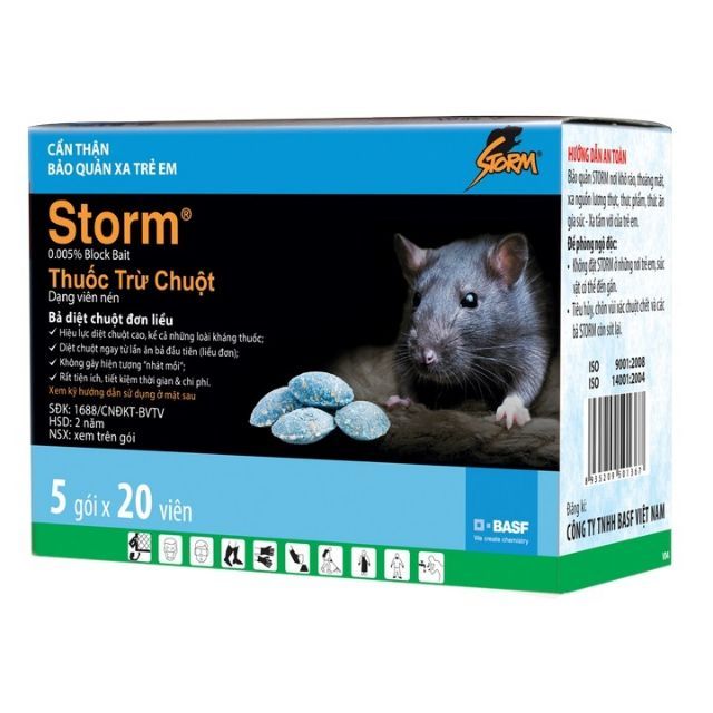 Thuốc diệt chuột Storm - Hộp 5 gói, mỗi gói 20 viên