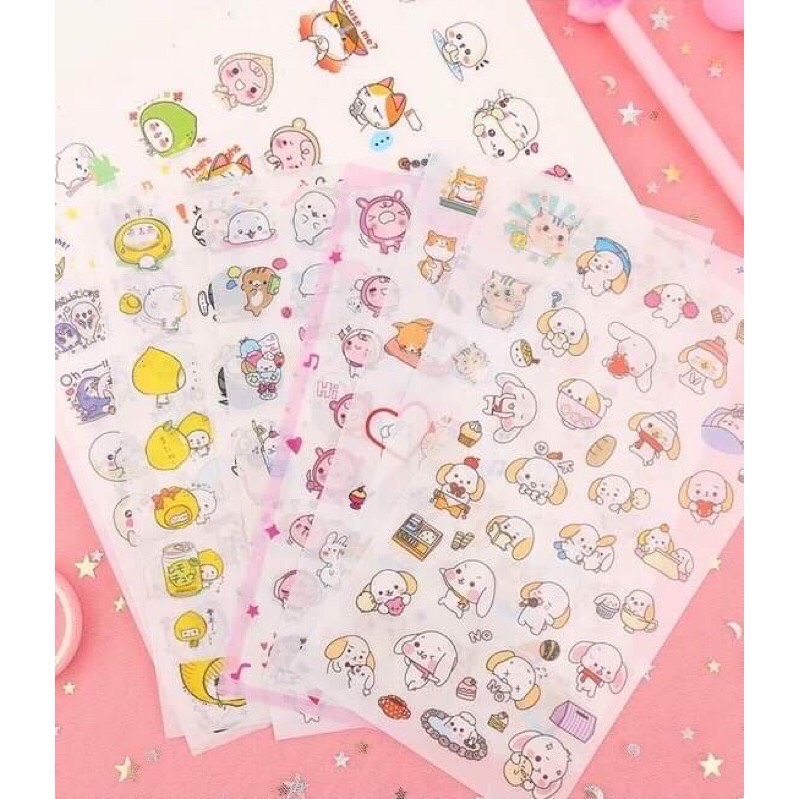 Combo 6 tấm sticker mix nhiều mẫu