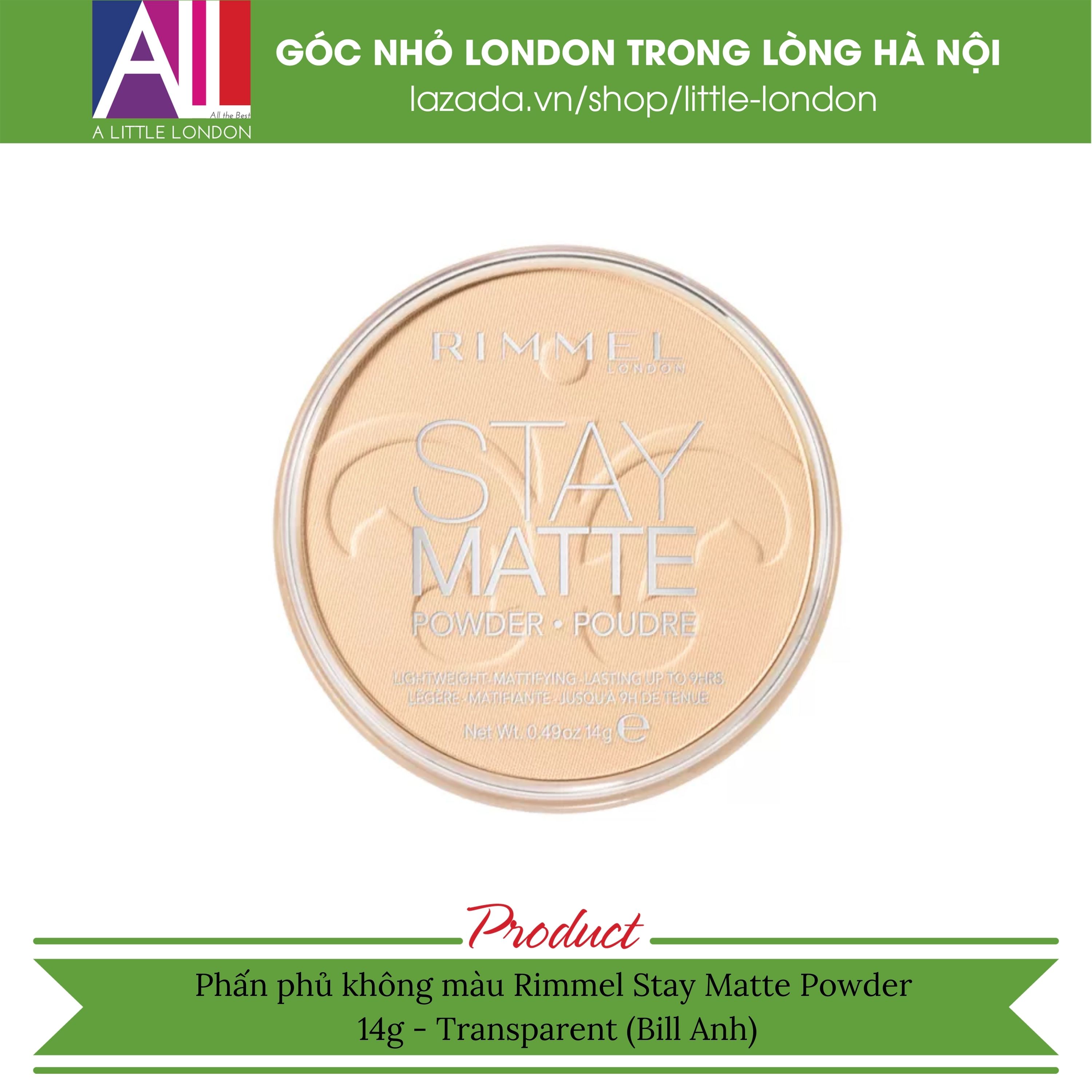 Phấn phủ không màu Rimmel Stay Matte Powder 14g - Transparent (Bill Anh)