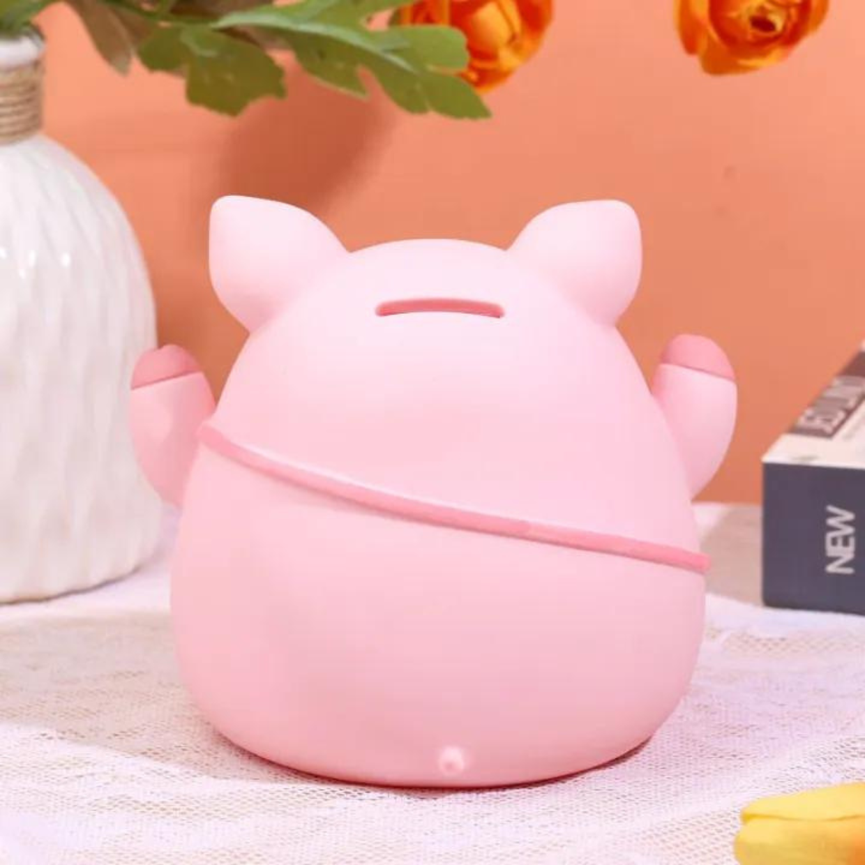 Ống Tiết Kiệm Heo Đất Hoạt Hình Heo Đeo Túi Thỏ