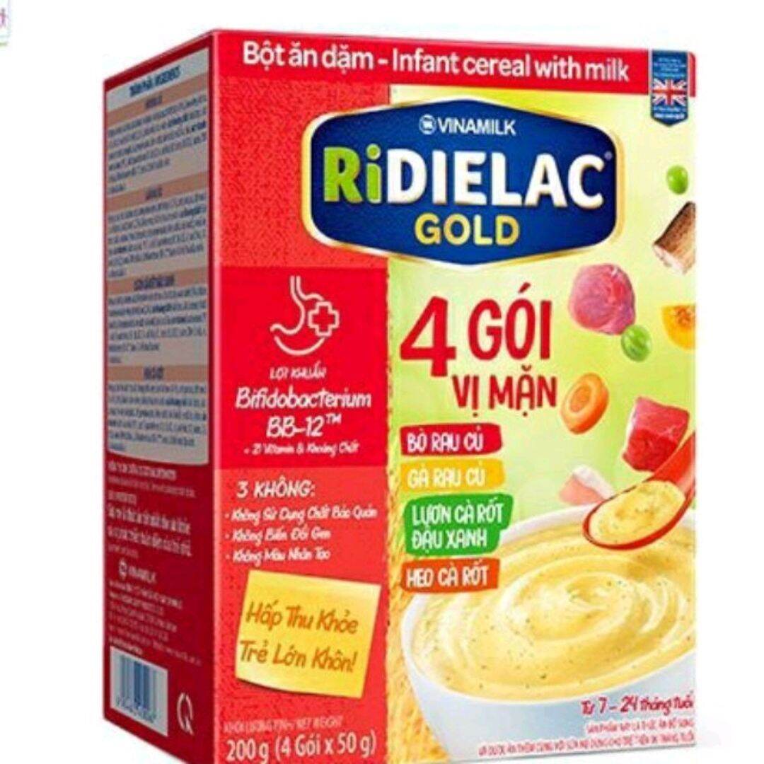 Bột ăn dặm RIDIELAC GOLD 4 gói vị mặn (hộp giấy 200g)