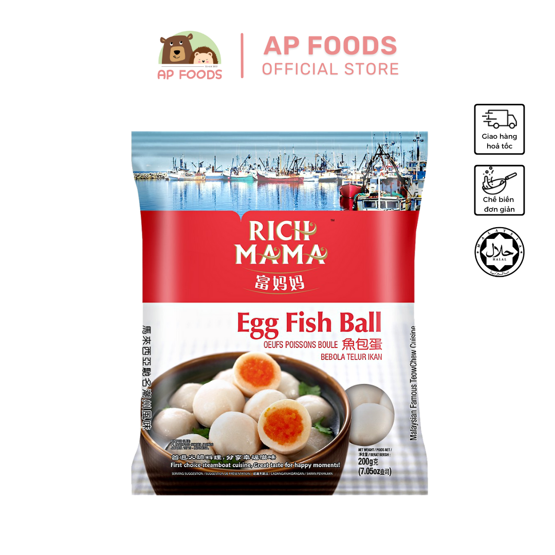 Cá viên nhân trứng cá Rich Mama Malaysia 200g