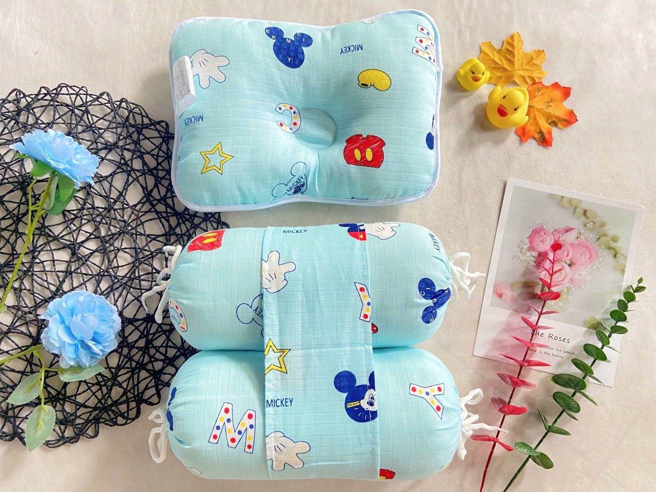 Gối chặn bông vải xô 1kg (có gối đầu)