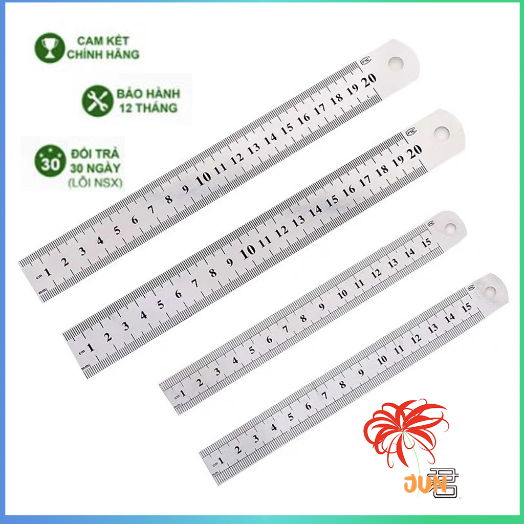 Thước kẻ kim loại không gỉ 15cm, 20cm