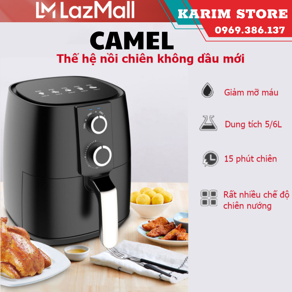 Nồi chiên không dầu 8L công suất 1500W, noi chien không dầu, noi chien khong dau, nồi chiên ko dầu, nồi chiên không dầu, tiết kiệm điện, dễ dàng vệ sinh - BH 12 tháng