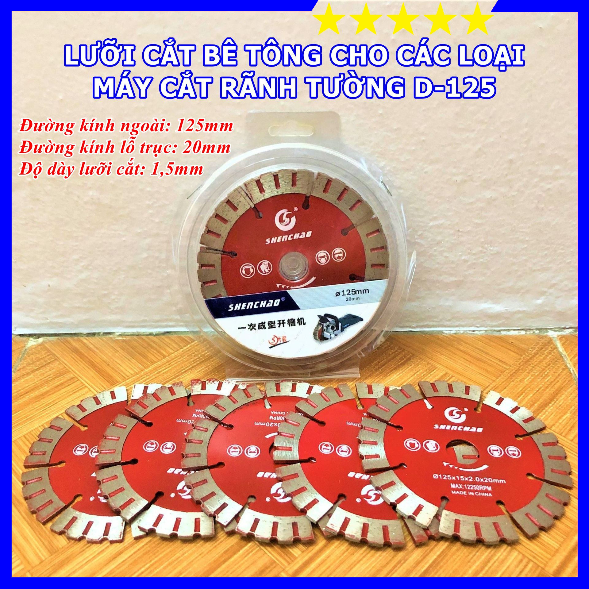 Lưỡi cắt đa năng - lưỡi cắt cho máy cắt rãnh tường 125mm bộ 5 lưỡi