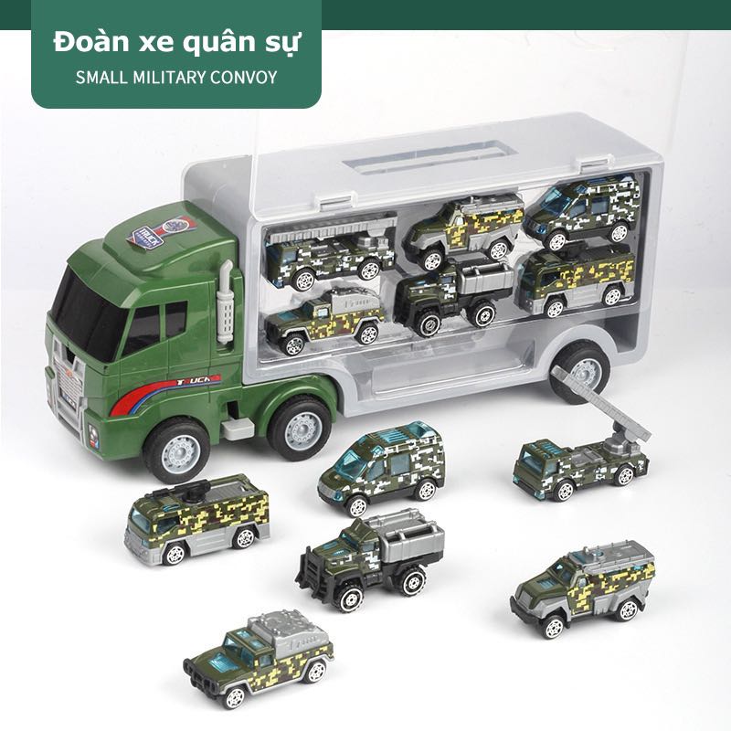Mô Hình Xe Tải Mô Hình Xe Chở Hàng- Xe tải nhiều ngăn vs 6 chủ đề khác nhau bao gồm cứu hoả, cảnh sát, quân sự, kỹ thuật, xe thể thao, xe mc queen, xe siêu nhân- Mô Hình Xe Đồ Chơi Bé Trai