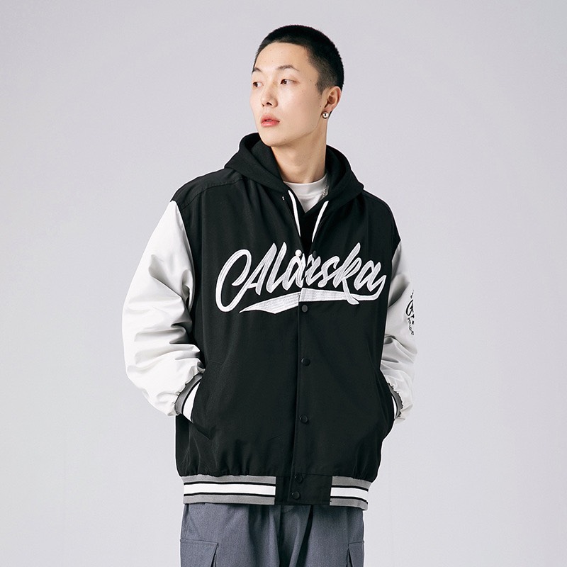 Áo khoác nỉ bomber chữ ALASKA phối tay nam nữ Áo bomber jacket form rộng dáng ngắn chất dày mặc siêu ấm ZCITY
