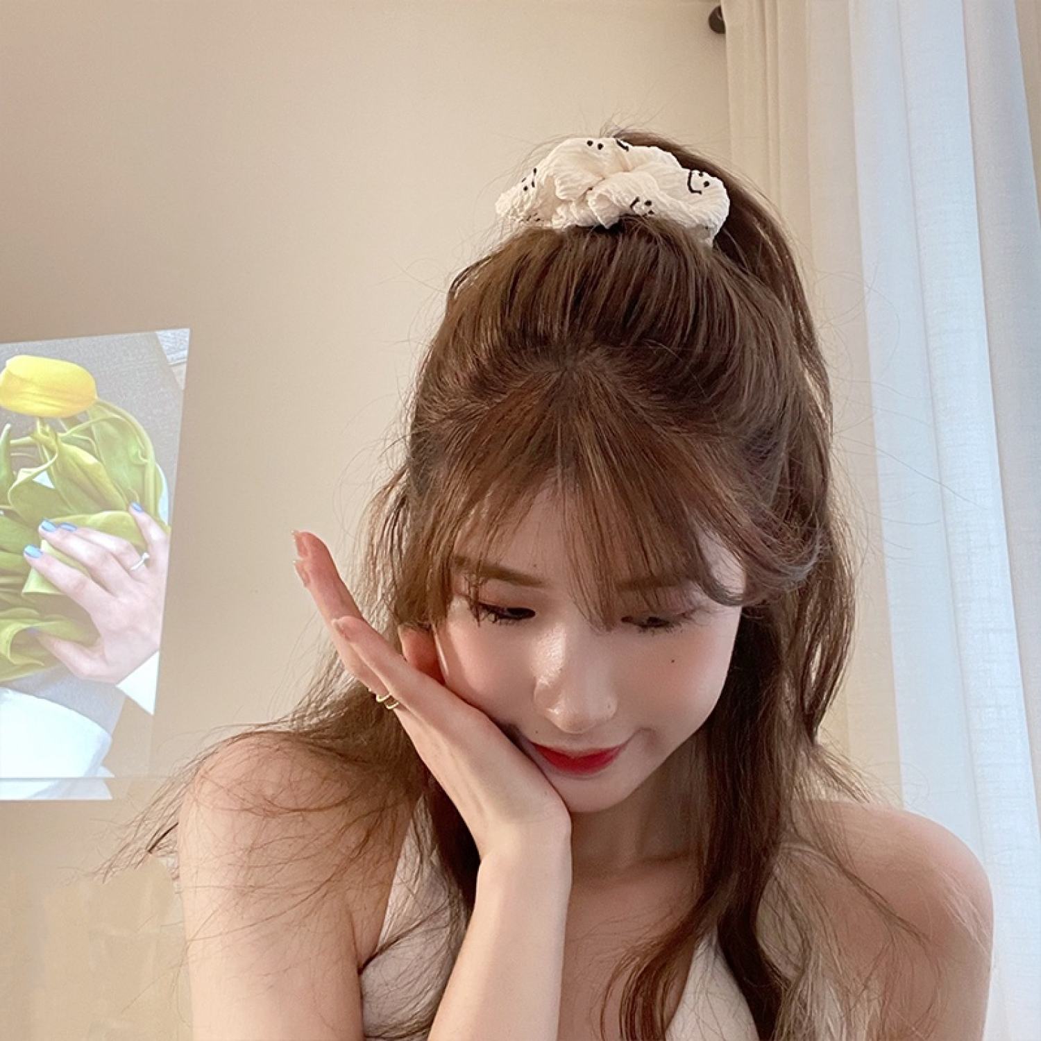 Dây Cột Tóc Cao Su Mặt Cười Phong Cách Hàn Quốc Cho Nữ