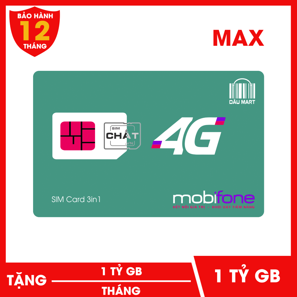 [HCM]SIM 4G MAX DATA Mobifone 1 Tỷ GB/Tháng F120WF | Dùng 4G Thả Ga