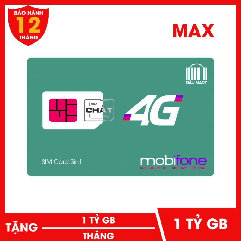 SIM 4G MAX DATA Mobifone 1 Tỷ GB/Tháng F120WF | Dùng 4G Thả Ga