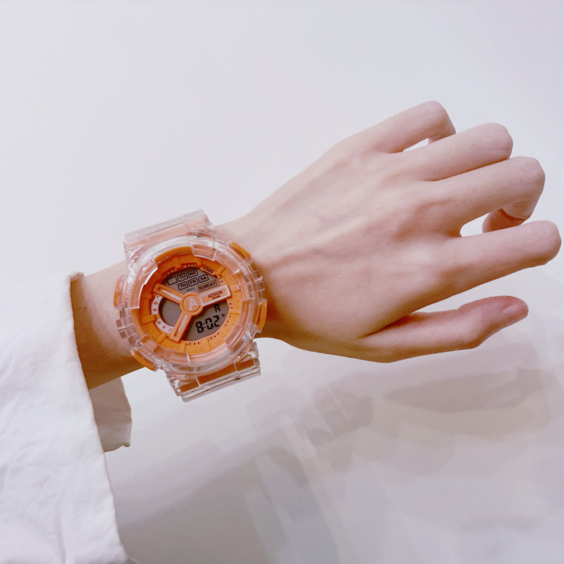 Đồng hồ nam, nữ thể thao Aosun AM109 dây Silicon trong suốt thời trang cá tính máy điện tử dây đa chức năng