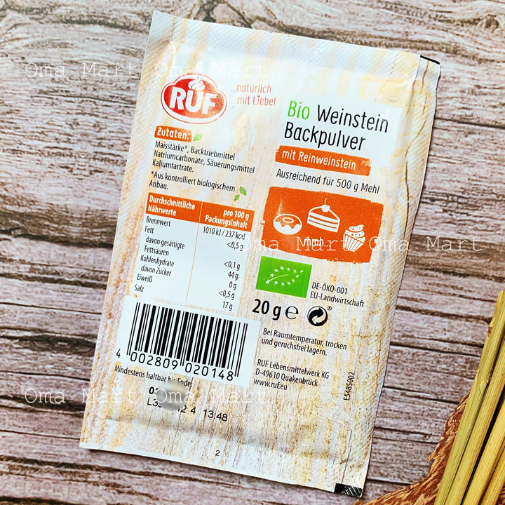 Baking powder organic RUF 20g-Germany