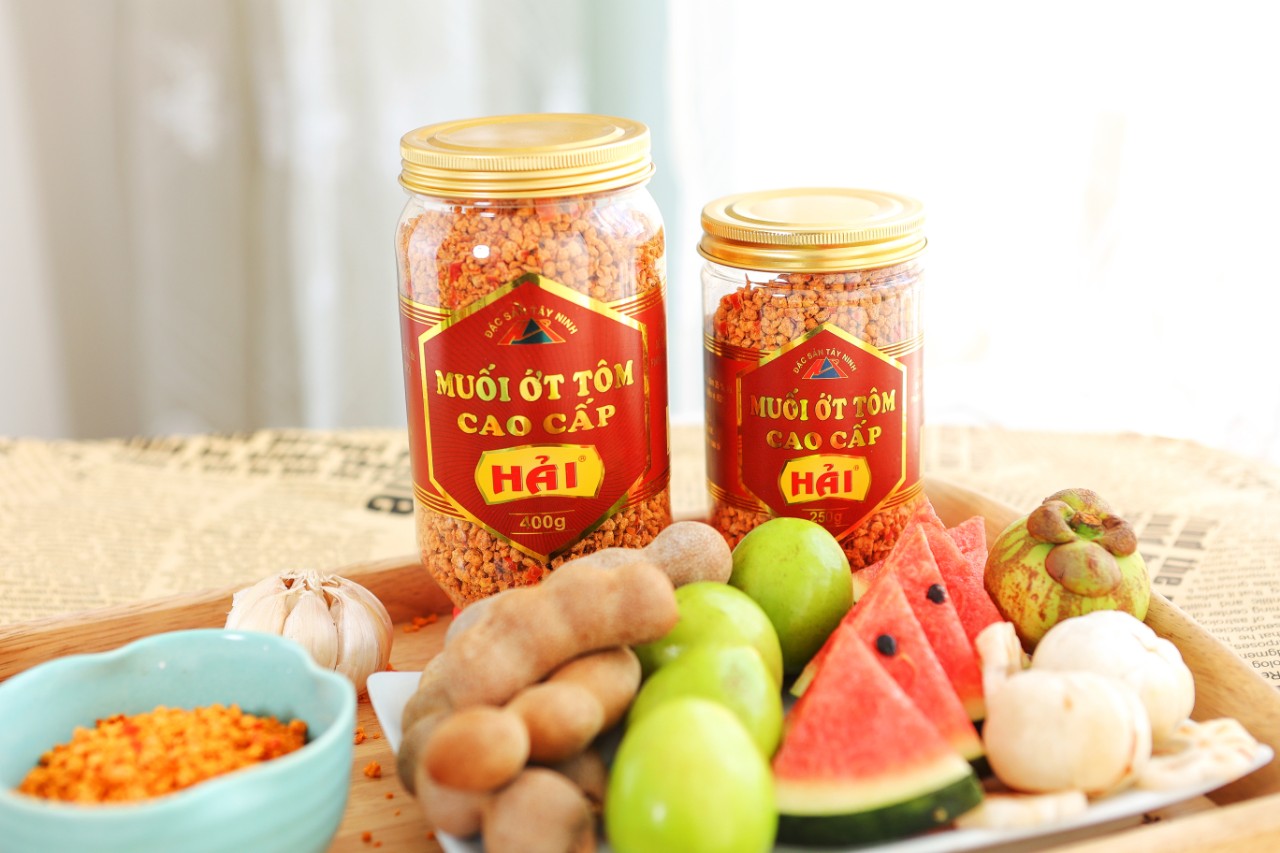Muối ớt tôm cao cấp (hũ nắp nhôm sang trọng) muối Hải Tây Ninh